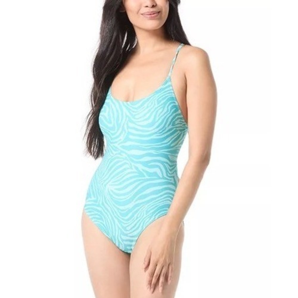 NWT Vince Camuto Women's Zebra Print Lace-Up One-Piece Swimsuit One Piece 8 $128